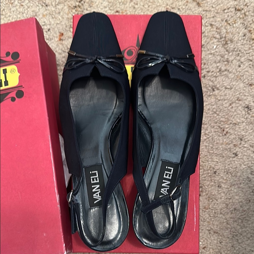 Vaneli Black Heels Classic Design Navy